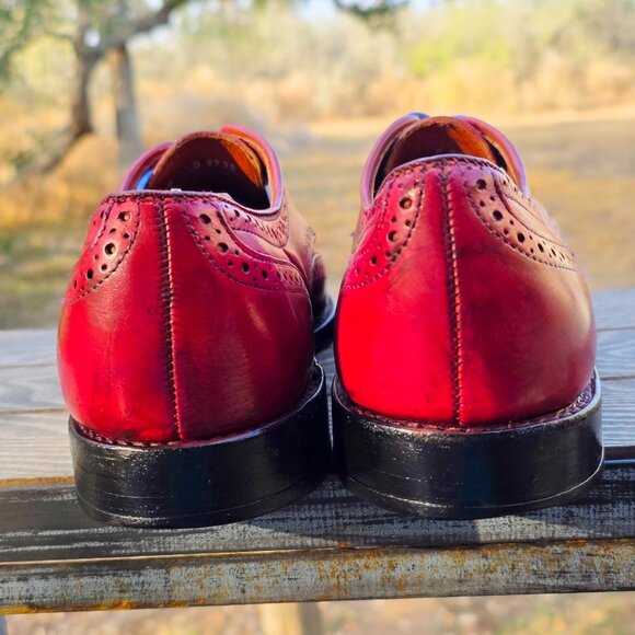 Allen Edmonds 9-D Red Madison Park Mens Leather Derby Wingtip Dress Shoes main image 7